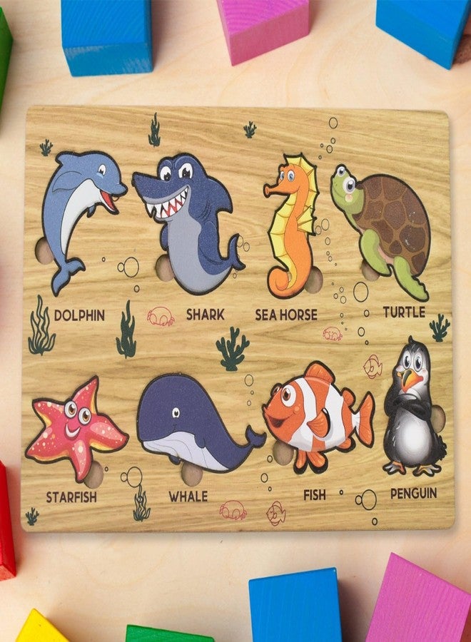 Vastate Seawater Animal Wooden Puzzle, Educational Learning Board for Kids Fun and Interactive Ocean-Themed Puzzle Set, Perfect for Early Learning, Fine Motor Skills, and Cognitive Development (1 Set) - Image 5
